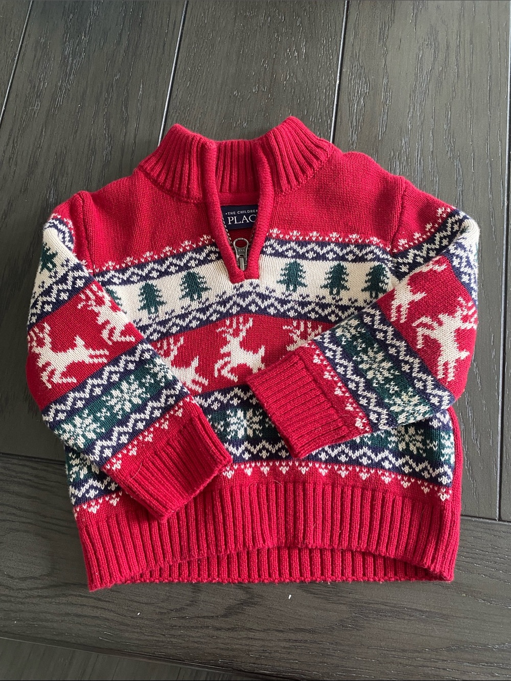 The Children's Place Reindeer Quarter-Zip Sweater